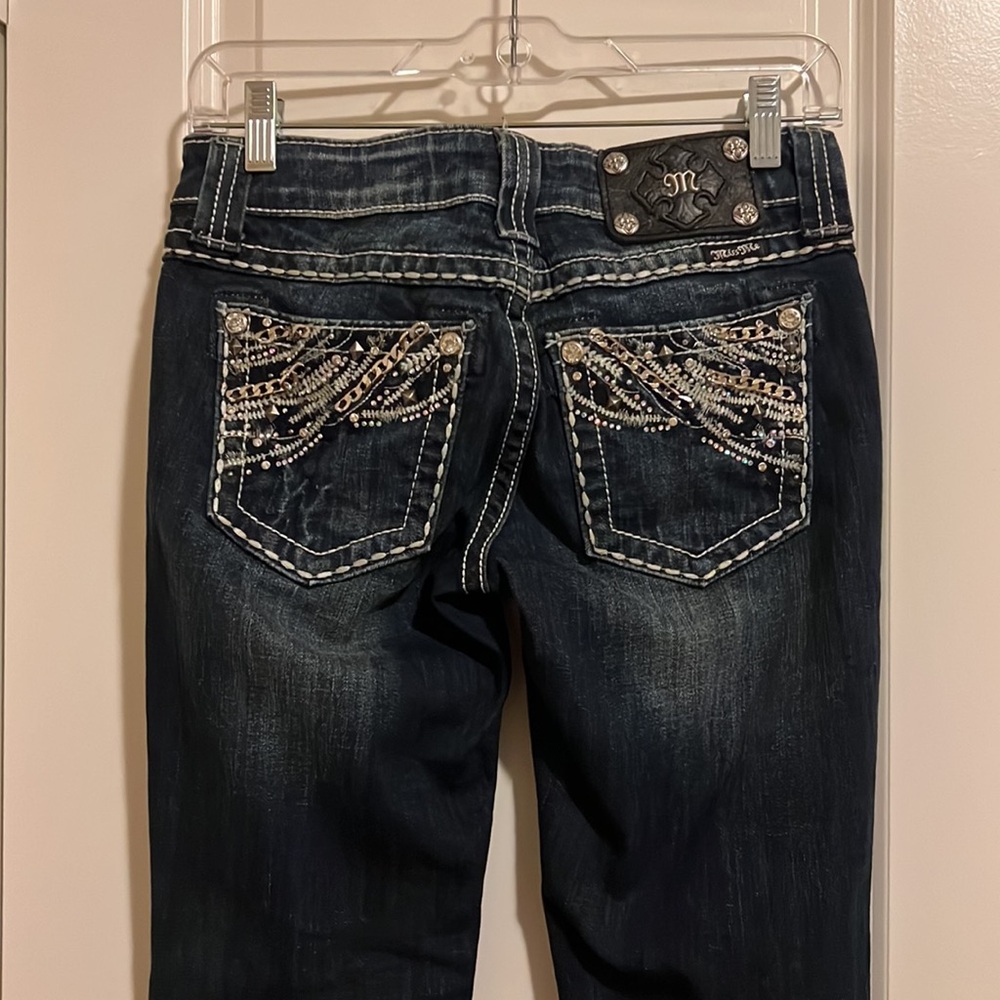 Y2K Miss Me Blue Flare low rise Wide Leg Jeans Contrast Stitching